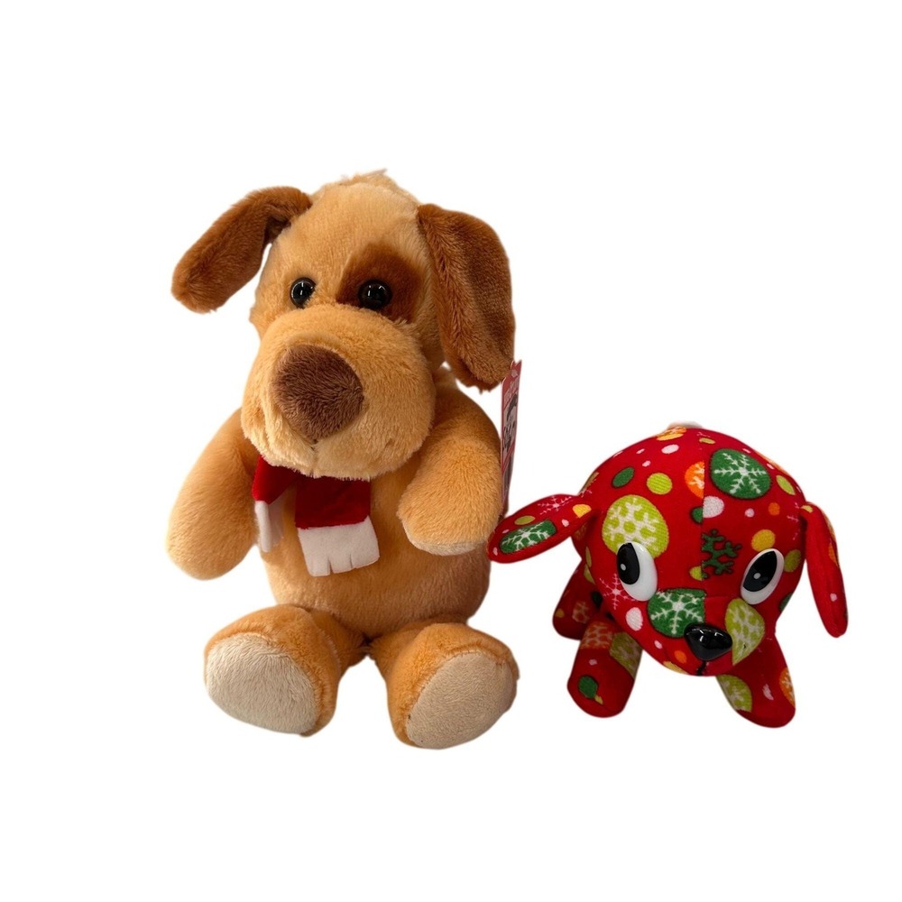Hug & Luv Plush Dog Stuffed Animal Set Festive Holiday Christmas‎ Bundle Retro